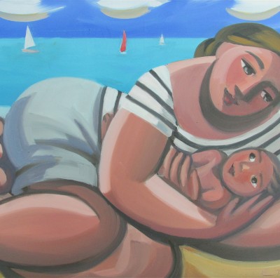 Mother & Child At The Beach, sold